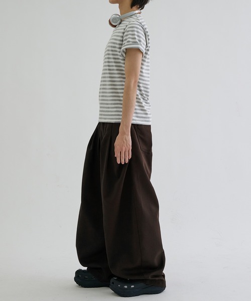 EPNK（イーピーエヌケー）の「Assorted border short sleeve tee / アソートボーダーショートスリーブT（Tシャツ/カットソー・メンズ・オフホワイト/ブラック/ブラック系/グレー・SMALL/LARGE/MEDIUM）」の15枚目の写真