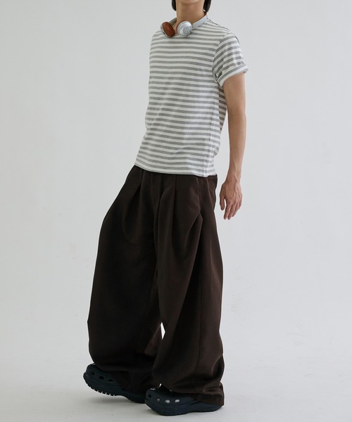 EPNK（イーピーエヌケー）の「Assorted border short sleeve tee / アソートボーダーショートスリーブT（Tシャツ/カットソー・メンズ・オフホワイト/ブラック/ブラック系/グレー・SMALL/LARGE/MEDIUM）」の17枚目の写真