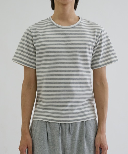 EPNK（イーピーエヌケー）の「Assorted border short sleeve tee / アソートボーダーショートスリーブT（Tシャツ/カットソー・メンズ・オフホワイト/ブラック/ブラック系/グレー・SMALL/LARGE/MEDIUM）」の5枚目の写真