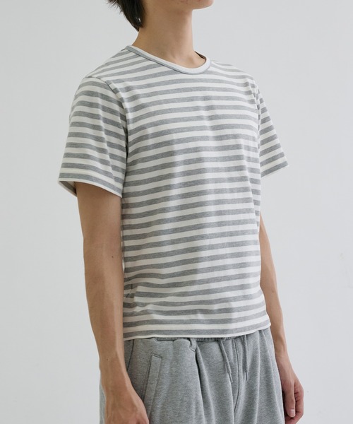 EPNK（イーピーエヌケー）の「Assorted border short sleeve tee / アソートボーダーショートスリーブT（Tシャツ/カットソー・メンズ・オフホワイト/ブラック/ブラック系/グレー・SMALL/LARGE/MEDIUM）」の11枚目の写真