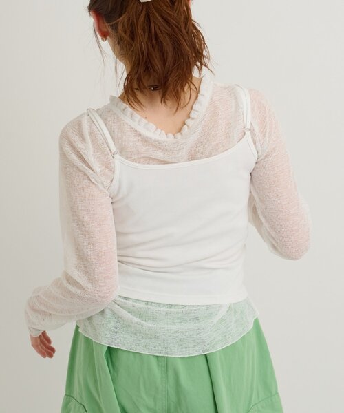 w closet(ダブルクローゼット)の「【5色展開】プレート付きキャミ 夏服(キャミソール・レディース・グリーン/ピンク/オフホワイト/ブルー/ブラック・FREE)」の9枚目の写真