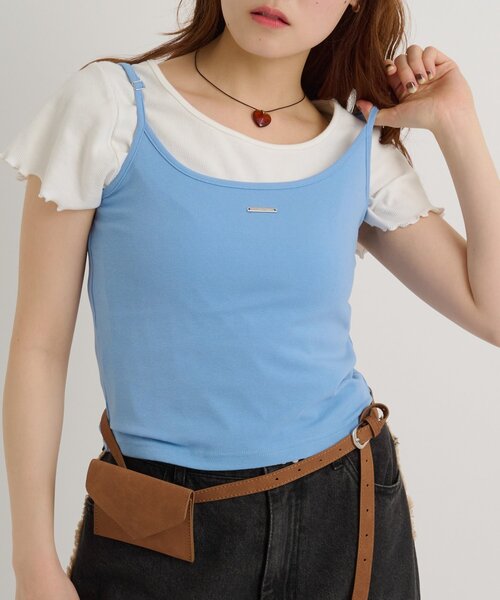 w closet(ダブルクローゼット)の「【5色展開】プレート付きキャミ 夏服(キャミソール・レディース・グリーン/ピンク/オフホワイト/ブルー/ブラック・FREE)」の7枚目の写真