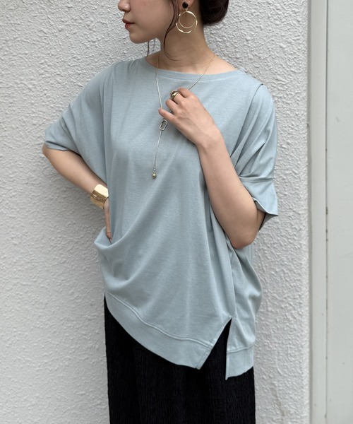ikka(イッカ)の「【プチプラ1990円(税抜)】冷感ショルダータックプルオーバー【お得だ値/接触冷感】(Tシャツ/カットソー・レディース・ベージュ/オフホワイト/ピンク/ブラック/ライトグリーン・M/L/S)」の4枚目の写真