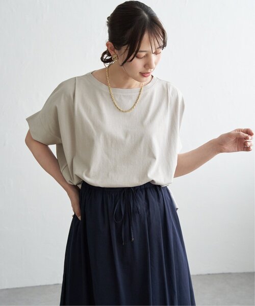 ikka(イッカ)の「【プチプラ1990円(税抜)】冷感ショルダータックプルオーバー【お得だ値/接触冷感】(Tシャツ/カットソー・レディース・ベージュ/オフホワイト/ピンク/ブラック/ライトグリーン・M/L/S)」の7枚目の写真