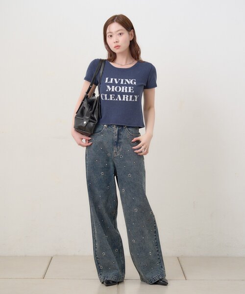 Kastane(カスタネ)の「【S.Mサイズ展開】ヴィンテージ加工ロゴTEE(Tシャツ/カットソー・レディース・ネイビー/グレー/アイボリー・SMALL/MEDIUM)」の5枚目の写真