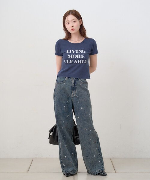 Kastane(カスタネ)の「【S.Mサイズ展開】ヴィンテージ加工ロゴTEE(Tシャツ/カットソー・レディース・ネイビー/グレー/アイボリー・SMALL/MEDIUM)」の6枚目の写真