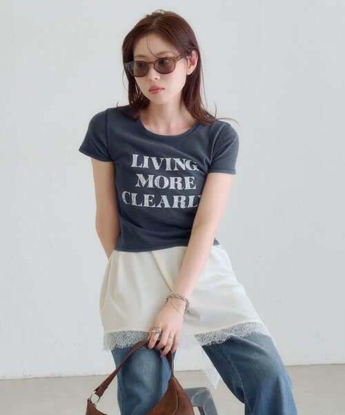 Kastane(カスタネ)の「【S.Mサイズ展開】ヴィンテージ加工ロゴTEE(Tシャツ/カットソー・レディース・ネイビー/グレー/アイボリー・SMALL/MEDIUM)」の12枚目の写真