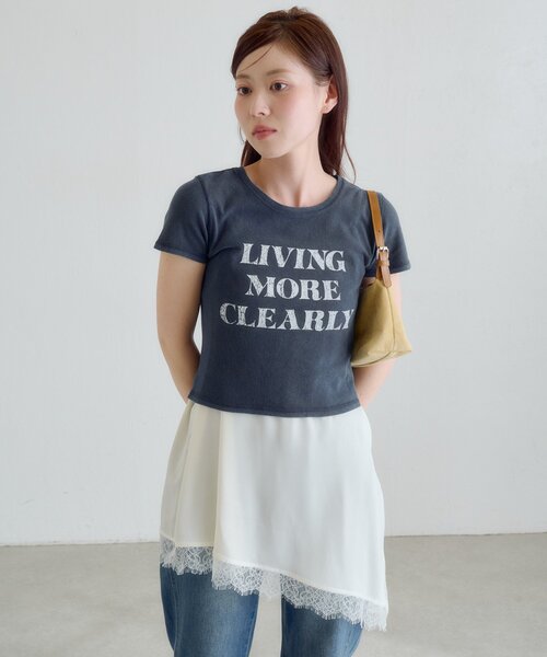 Kastane(カスタネ)の「【S.Mサイズ展開】ヴィンテージ加工ロゴTEE(Tシャツ/カットソー・レディース・ネイビー/グレー/アイボリー・SMALL/MEDIUM)」の14枚目の写真