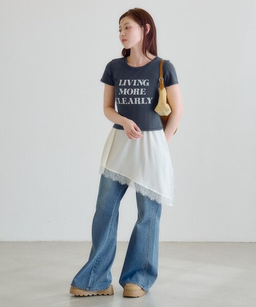 Kastane(カスタネ)の「【S.Mサイズ展開】ヴィンテージ加工ロゴTEE(Tシャツ/カットソー・レディース・ネイビー/グレー/アイボリー・SMALL/MEDIUM)」の16枚目の写真
