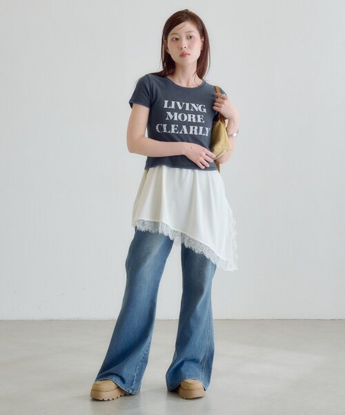 Kastane(カスタネ)の「【S.Mサイズ展開】ヴィンテージ加工ロゴTEE(Tシャツ/カットソー・レディース・ネイビー/グレー/アイボリー・SMALL/MEDIUM)」の17枚目の写真