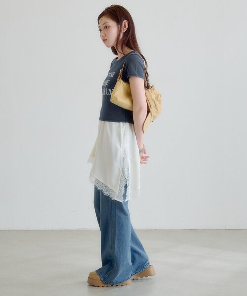 Kastane(カスタネ)の「【S.Mサイズ展開】ヴィンテージ加工ロゴTEE(Tシャツ/カットソー・レディース・ネイビー/グレー/アイボリー・SMALL/MEDIUM)」の18枚目の写真