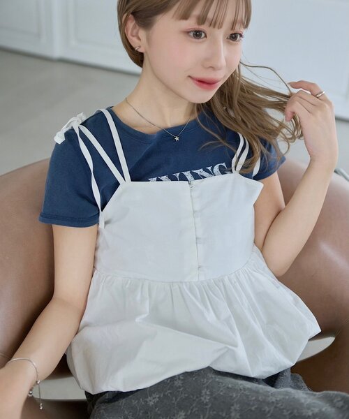 Kastane(カスタネ)の「【S.Mサイズ展開】ヴィンテージ加工ロゴTEE(Tシャツ/カットソー・レディース・ネイビー/グレー/アイボリー・SMALL/MEDIUM)」の3枚目の写真