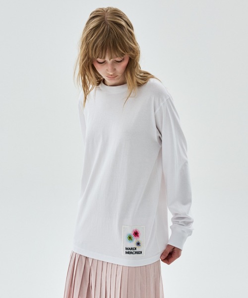 TSHIRT LONG SLEEVE FLOWER PATCH / Tシャツ ロング スリーブ フラワー