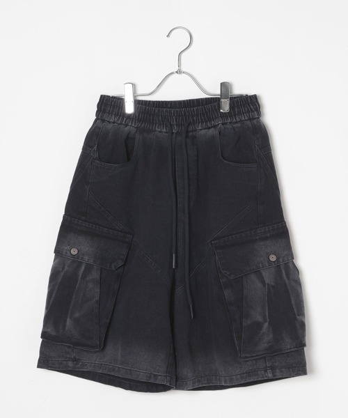LAND MUSEUM(ランドミュージアム)の「LAND MUSEUM/ウォッシュカーゴショートパンツ(カーゴパンツ・メンズ・ブラック・LARGE/MEDIUM)」の2枚目の写真