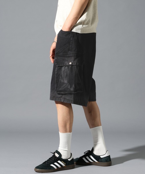 LAND MUSEUM(ランドミュージアム)の「LAND MUSEUM/ウォッシュカーゴショートパンツ(カーゴパンツ・メンズ・ブラック・LARGE/MEDIUM)」の15枚目の写真