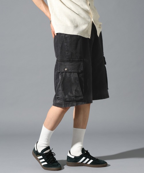 LAND MUSEUM(ランドミュージアム)の「LAND MUSEUM/ウォッシュカーゴショートパンツ(カーゴパンツ・メンズ・ブラック・LARGE/MEDIUM)」の14枚目の写真