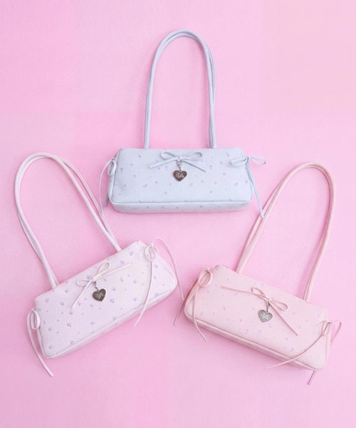 ANAP GiRL(アナップガール)の「小花柄 ロングハンドル ボストンバッグ(ショルダーバッグ・キッズ・ホワイト/ライトピンク/サックスブルー・F)」の17枚目の写真