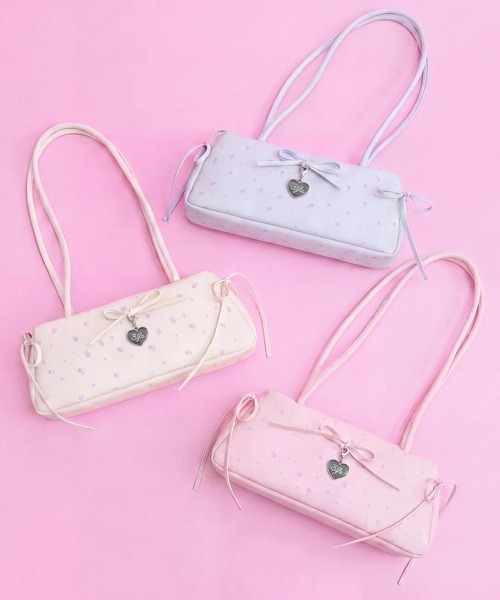 ANAP GiRL(アナップガール)の「小花柄 ロングハンドル ボストンバッグ(ショルダーバッグ・キッズ・ホワイト/ライトピンク/サックスブルー・F)」の18枚目の写真