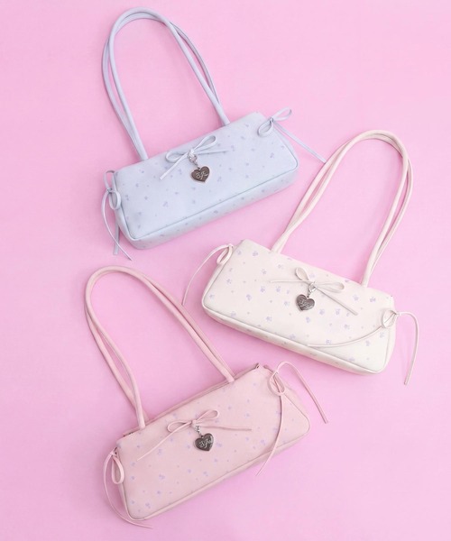 ANAP GiRL(アナップガール)の「小花柄 ロングハンドル ボストンバッグ(ショルダーバッグ・キッズ・ホワイト/ライトピンク/サックスブルー・F)」の20枚目の写真