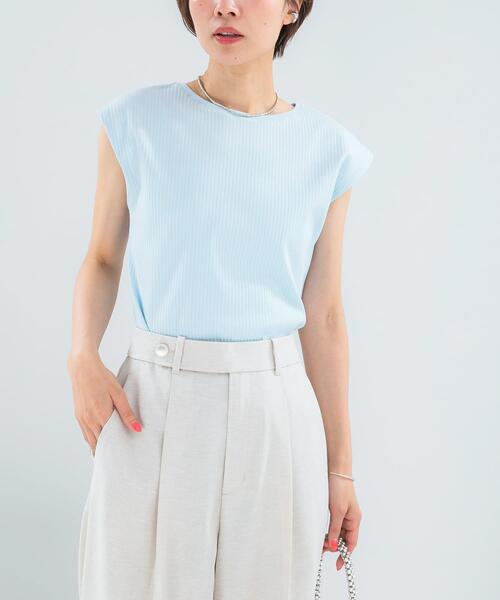 URBAN RESEARCH ROSSO WOMEN(アーバンリサーチ ロッソ)の「汗染防止 フレンチリブTシャツ(Tシャツ/カットソー・レディース・ベージュ系その他/チャコールグレー/オフホワイト/ブルー系その他・FREE)」の4枚目の写真