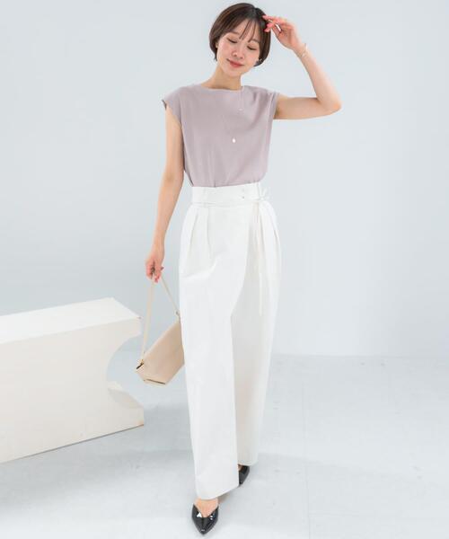 URBAN RESEARCH ROSSO WOMEN(アーバンリサーチ ロッソ)の「汗染防止 フレンチリブTシャツ(Tシャツ/カットソー・レディース・ベージュ系その他/チャコールグレー/オフホワイト/ブルー系その他・FREE)」の21枚目の写真