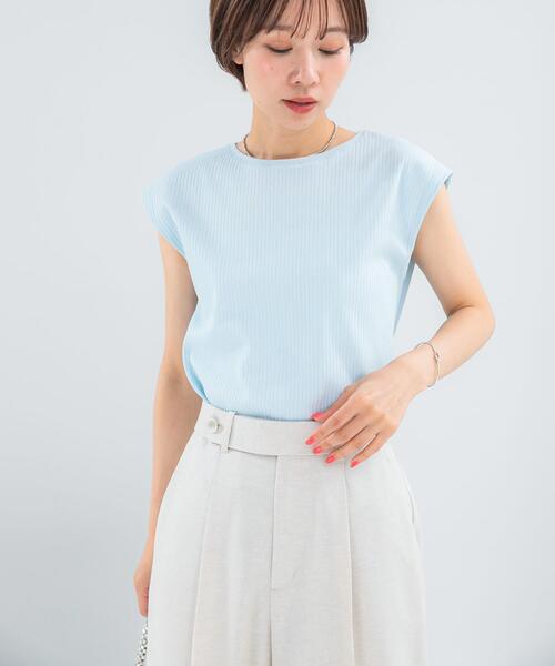 URBAN RESEARCH ROSSO WOMEN(アーバンリサーチ ロッソ)の「汗染防止 フレンチリブTシャツ(Tシャツ/カットソー・レディース・ベージュ系その他/チャコールグレー/オフホワイト/ブルー系その他・FREE)」の12枚目の写真