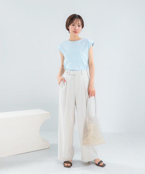 URBAN RESEARCH ROSSO WOMEN(アーバンリサーチ ロッソ)の「汗染防止 フレンチリブTシャツ(Tシャツ/カットソー・レディース・ベージュ系その他/チャコールグレー/オフホワイト/ブルー系その他・FREE)」の14枚目の写真