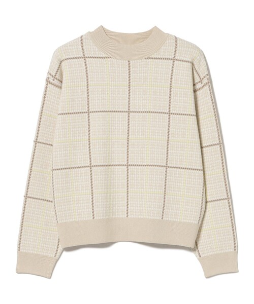 BEAMS HEART(ビームスハート)の「ハイネック チェック ニット プルオーバー(ニット/セーター・レディース・ベージュ/オフホワイト/チャコールグレー・FREE)」の7枚目の写真