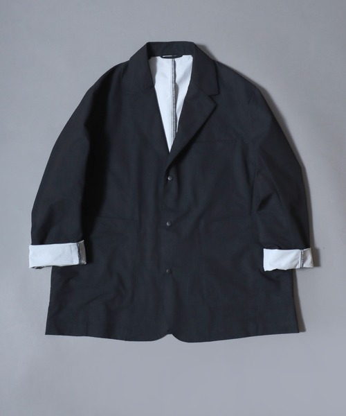 ANPAS(アンパス)の「Poly Seersucker Tailored Jacket / 〈セットアップ対応〉シアサッカー オーバーサイズ 3ボタンジャケット メンズ サマージャケット テーラード アウター ブレザー リラックスフィット(テーラードジャケット・メンズ・ブラック/ネイビー/モカ/チャコールグレー/スミクロ・LL/L/M)」の8枚目の写真