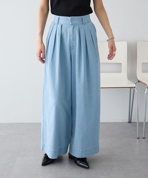 CRAFT STANDARD BOUTIQUE（クラフトスタンダードブティック）の「接触冷感 3タックデニムパンツ（デニムパンツ・レディース・インディゴブルー/ライトインディゴブルー/ブラック・L/M）」の3枚目の写真