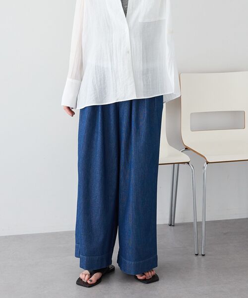 CRAFT STANDARD BOUTIQUE（クラフトスタンダードブティック）の「接触冷感 3タックデニムパンツ（デニムパンツ・レディース・インディゴブルー/ライトインディゴブルー/ブラック・L/M）」の10枚目の写真