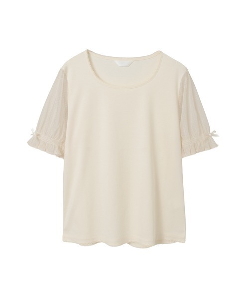 PINK HOUSE(ピンクハウス)の「ドットチュール使いカットソー(Tシャツ/カットソー・レディース・ピンク/キナリ/ブラック/ライトブルー/ホワイト・LARGE/MEDIUM)」の3枚目の写真