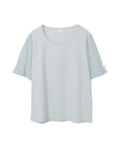 PINK HOUSE(ピンクハウス)の「ドットチュール使いカットソー(Tシャツ/カットソー・レディース・ピンク/キナリ/ブラック/ライトブルー/ホワイト・LARGE/MEDIUM)」の1枚目の写真