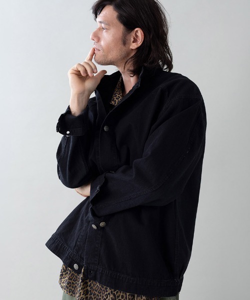 EGO TRIPPING(エゴトリッピング)の「mj11637-BOURGERON-DENIM JACKET aged デニムシャツジャケット(616709)(デニムジャケット・メンズ・インディゴブルー/ブラック×ブラック・48/46)」の8枚目の写真