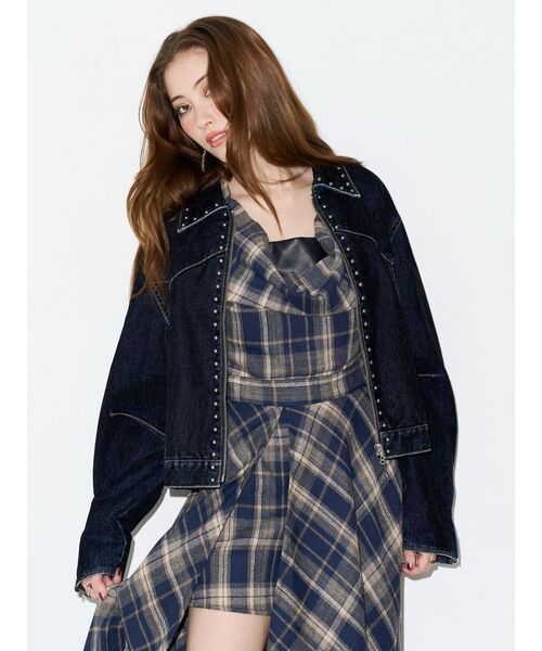 EVRIS（エヴリス）の「ドッキングチェックロングワンピース（ワンピース・レディース・ブラウン/ネイビー/ブラック・MEDIUM/SMALL）」の12枚目の写真