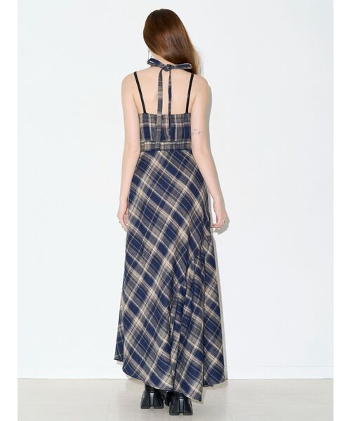 EVRIS（エヴリス）の「ドッキングチェックロングワンピース（ワンピース・レディース・ブラウン/ネイビー/ブラック・MEDIUM/SMALL）」の11枚目の写真