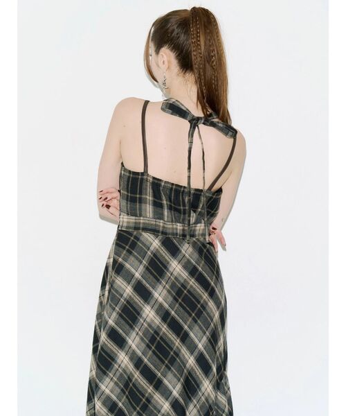 EVRIS（エヴリス）の「ドッキングチェックロングワンピース（ワンピース・レディース・ブラウン/ネイビー/ブラック・MEDIUM/SMALL）」の5枚目の写真