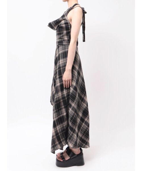 EVRIS（エヴリス）の「ドッキングチェックロングワンピース（ワンピース・レディース・ブラウン/ネイビー/ブラック・MEDIUM/SMALL）」の19枚目の写真