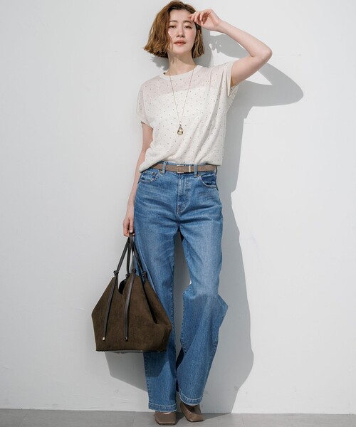 23区 L（ニジュウサンクオオキイサイズ）の「シアードット フレンチスリーブ ニット（ニット/セーター・レディース・ネイビー系/ライトグレー系/ダークブラウン系/ブラック系・44/46）」の18枚目の写真