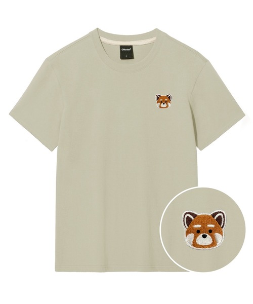 OKSTAR(オクスター)の「レッサーパンダ刺繍半袖(Tシャツ/カットソー・レディース・ネイビー/ホワイト/クリーム/ダークグレー/グレー/ダークグリーン/ライトグレー/ダークブルー/ライトベージュ/カーキ/ブラック・SMALL/MEDIUM/LARGE/X-LARGE/2XL/3XL/4XL)」の7枚目の写真