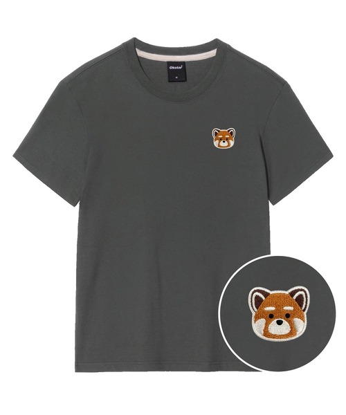 OKSTAR(オクスター)の「レッサーパンダ刺繍半袖(Tシャツ/カットソー・レディース・ネイビー/ホワイト/クリーム/ダークグレー/グレー/ダークグリーン/ライトグレー/ダークブルー/ライトベージュ/カーキ/ブラック・SMALL/MEDIUM/LARGE/X-LARGE/2XL/3XL/4XL)」の5枚目の写真
