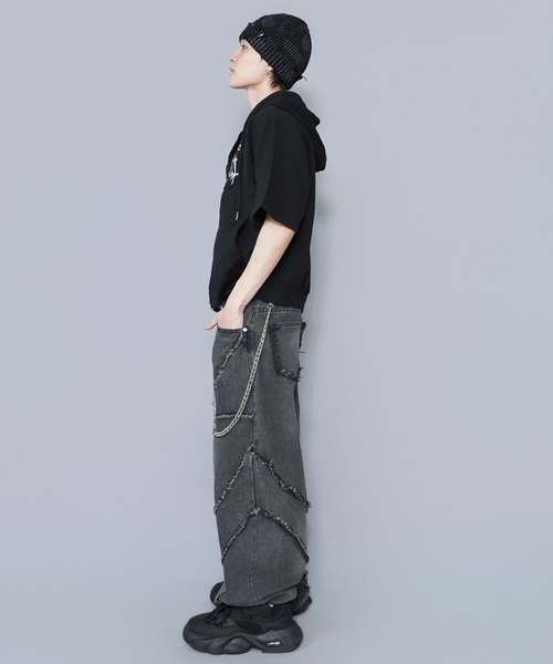 SPINNS（スピンズ）の「ブラックデニムバルーンパンツ/カーブシルエット/切り替えデザイン/ユニセックス（その他パンツ・メンズ・ブラック/グレー・M/L）」の21枚目の写真