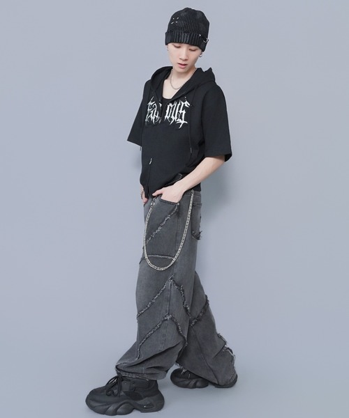 SPINNS（スピンズ）の「ブラックデニムバルーンパンツ/カーブシルエット/切り替えデザイン/ユニセックス（その他パンツ・メンズ・ブラック/グレー・M/L）」の20枚目の写真