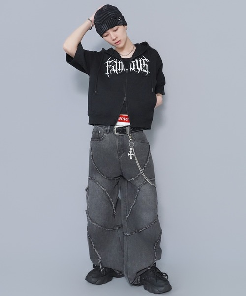 SPINNS（スピンズ）の「ブラックデニムバルーンパンツ/カーブシルエット/切り替えデザイン/ユニセックス（その他パンツ・メンズ・ブラック/グレー・M/L）」の19枚目の写真