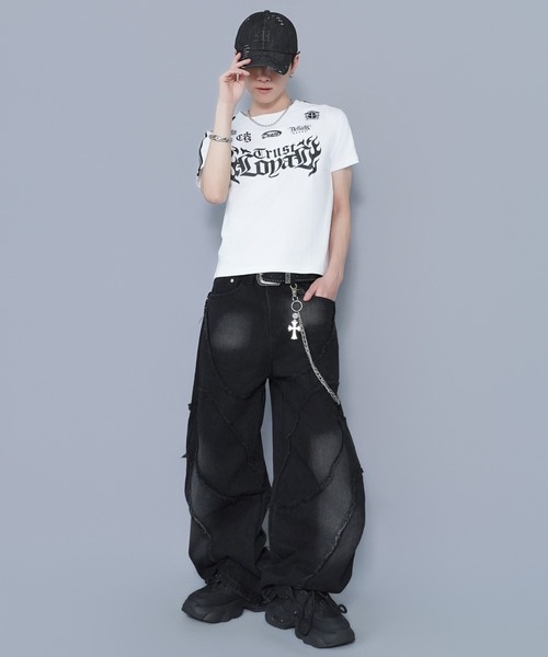 SPINNS(スピンズ)の「ブラックデニムワイドバルーンパンツ/カーブシルエット/切り替えデザイン/ユニセックス(その他パンツ・メンズ・ブラック/グレー・M/L)」の19枚目の写真