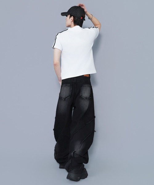 SPINNS(スピンズ)の「ブラックデニムワイドバルーンパンツ/カーブシルエット/切り替えデザイン/ユニセックス(その他パンツ・メンズ・ブラック/グレー・M/L)」の21枚目の写真