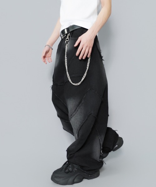 SPINNS（スピンズ）の「ブラックデニムバルーンパンツ/カーブシルエット/切り替えデザイン/ユニセックス（その他パンツ・メンズ・ブラック/グレー・M/L）」の14枚目の写真