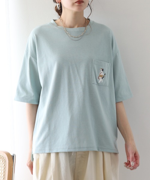 FUNALIVE(ファンアライブ)の「腹巻きねこTシャツ 半袖(Tシャツ/カットソー・レディース・ミント/オフホワイト/チャコールグレー・L/M)」の22枚目の写真