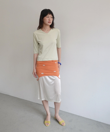 V-NECK MID SLEEVE T-SHIRT_MINT