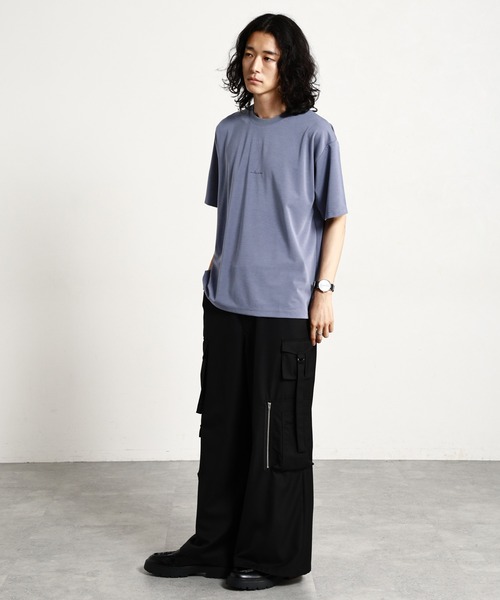 RAGEBLUE（レイジブルー）の「【LUXURY+EASY】DRAPE CREW NECK DESIGN STITCH T-SHIRT/ラグイージーワンポイント刺繍Tシャツ2（Tシャツ/カットソー・メンズ・ライトブルー/ホワイト/グレー系その他/ブラック・SMALL/MEDIUM/LARGE）」の11枚目の写真